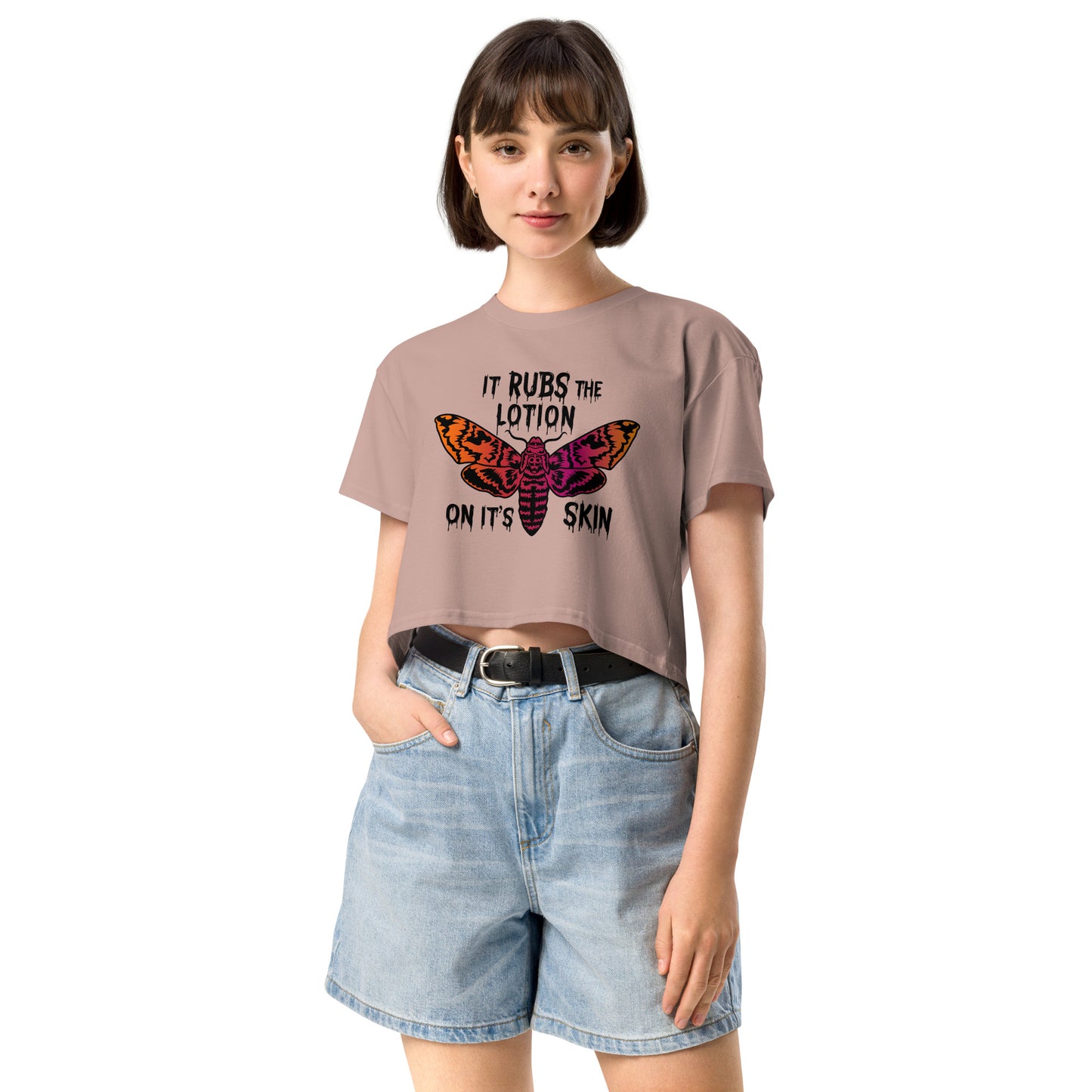 It Rubs The Lotion Women’s Crop Top